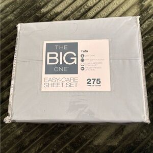 The Big One Twin Blue Sheet Set Easy Care Cotton Poly Blend 275 Thread Count